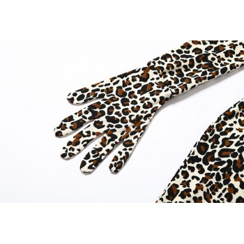Simenual Leopard Sexy Hot Women Party Dress With Gloves Long Sleeve Skinny Clubwear Fashion Bodycon Mini Dresses Autumn Slim New